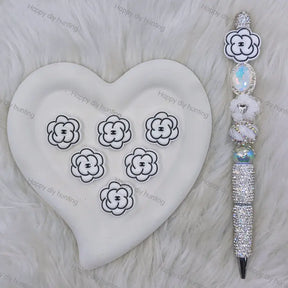 Black White Floral CHANEL Silicone Focal Beads For DIY Beadable Pens