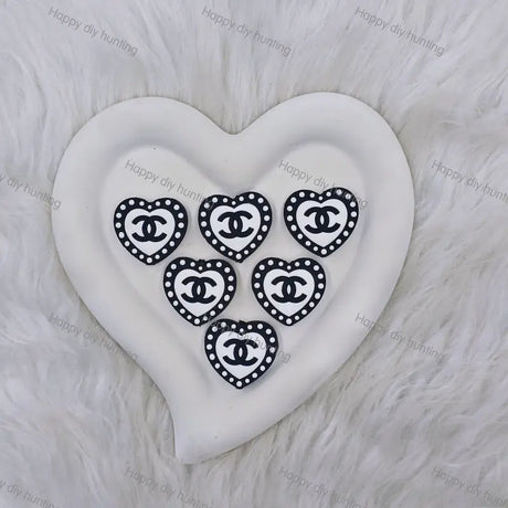 Black White Heart CHANEL Silicone Focal Beads For DIY Beadable Pens