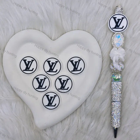 Black White Round LV Silicone Focal Beads For DIY Beadable Pens2