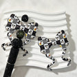 Bow-shaped silicone focal beads featuring a black and white checkered cartoon mouse print design. Soft, durable, and flexible, perfect for beadable pens, keychains, and handmade crafts.