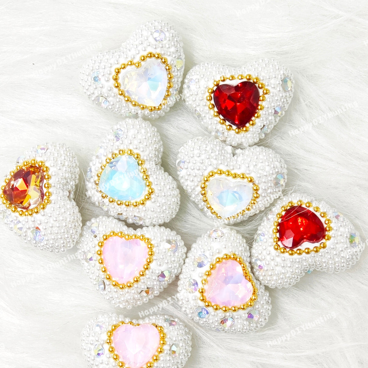 Bling Bling Sparkling Heart Clay Beads with Colorful Rhinestones,Mixed Color