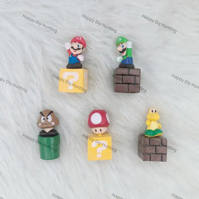 5pcs PVC block game character pen toppers for DIY beadable pen craft & handmade stationery making