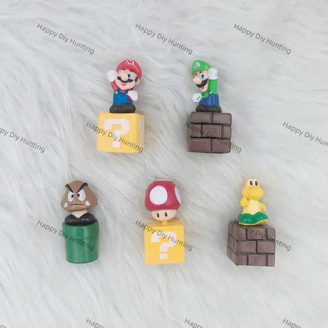 5pcs PVC block game character pen toppers for DIY beadable pen craft & handmade stationery making