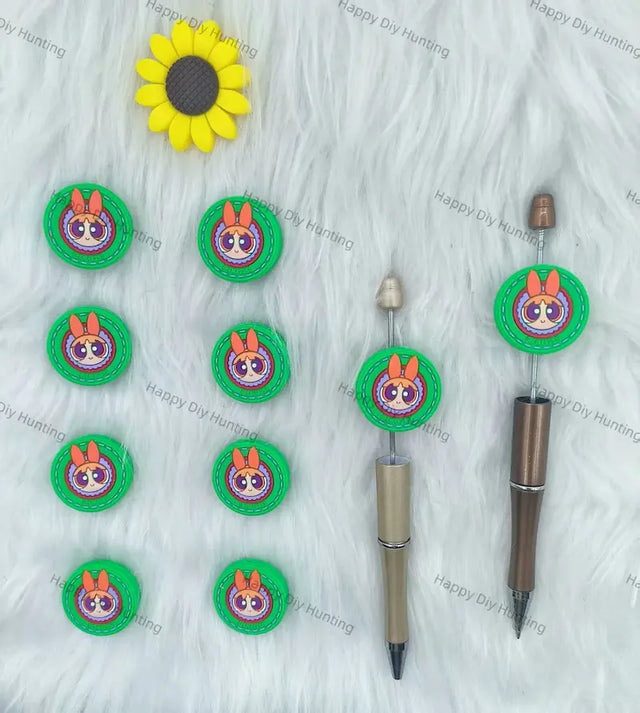 Handmade Beadable Pen with Blossom Silicone Focal Beads