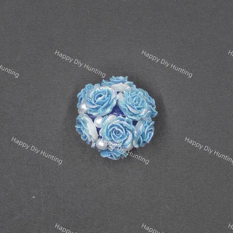 Blue 20mm 3D acrylic pearl rose flower beads for beadable pen jewelry making