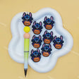 Halloween themed blue alien Stitch silicone focal beads for custom beaded pen making
