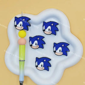 Cartoon blue spiky animal Sonic silicone focal beads for custom beaded pen making