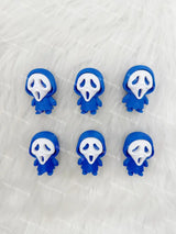 3D blue ghost face PVC pen topper for DIY beadable pen craft & gothic handmade jewelry making