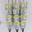 pre‑assembled blue‑gown blonde princess 3D figurine beadable pens, glitter off‑white base with sparkling rhinestones, cute girl themed craft ballpoint pens bulk
