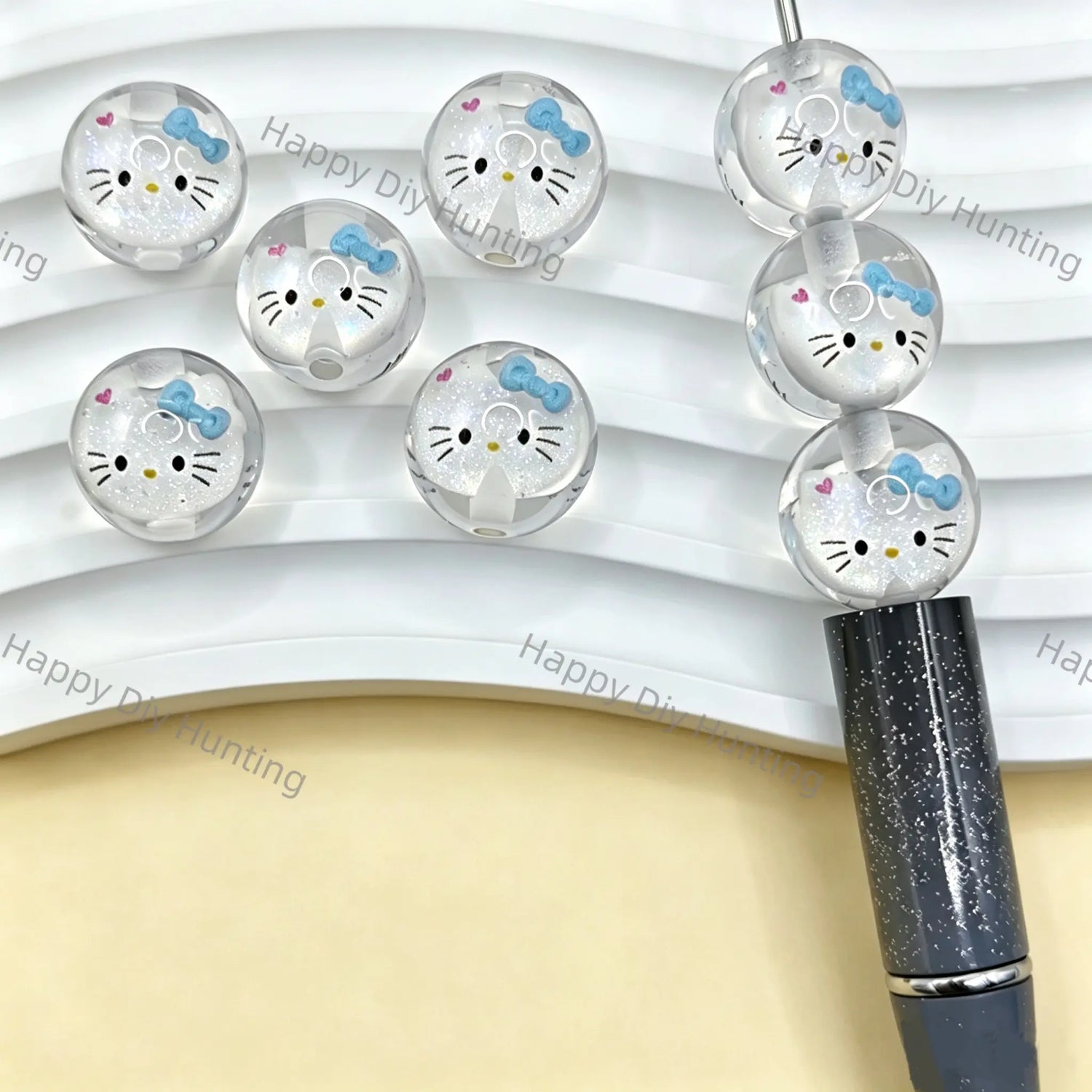 Blue Hello Kitty Acrylic Beads for DIY Beadable Pens & Jewelry