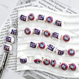 Glossy White Blue NY Letter Football Graphic Print Large Hole Acrylic Beads For DIY Beadable Pen Craft Wholesale