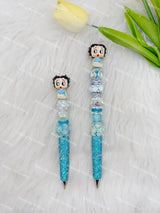 Betty Boo retro figure pen topper paired with focal beads to create custom handmade bead pens