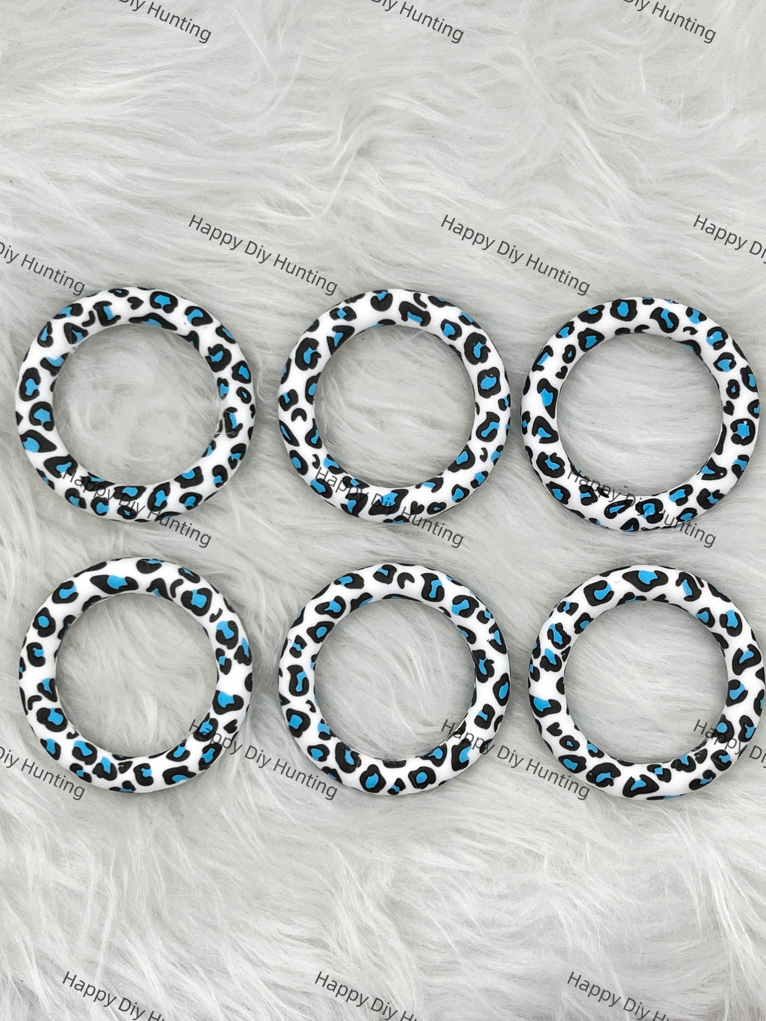 Blue Spot Beadable Silicone Ring Car Hanger Charm Loop