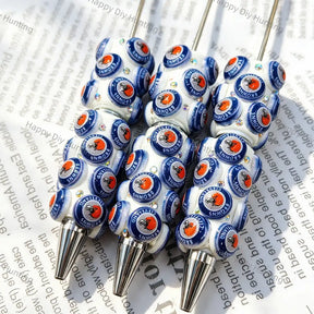 blue white orange circular print beadable pens for diy handmade stationery crafts wholesale