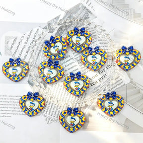 blue yellow pattern heart bow cartoon duck graphic acrylic focal beads for diy beadable pen craft wholesale