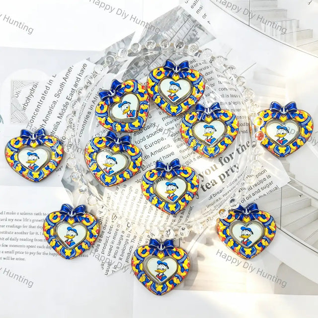 blue yellow pattern heart bow cartoon duck graphic acrylic focal beads for diy beadable pen craft wholesale
