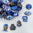 Acrylic focal beads featuring a blue lion football themed print design. Lightweight, sporty, and durable, perfect for beadable pens, keychains, and handmade crafts.
