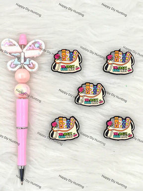 Handmade Beadable Pen with Book Lover Silicone Beads