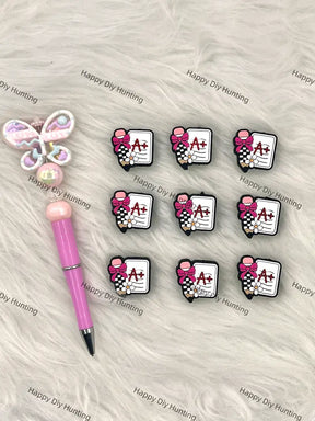 Finished DIY Pen With A+ Letter Book Silicone Focal Beads