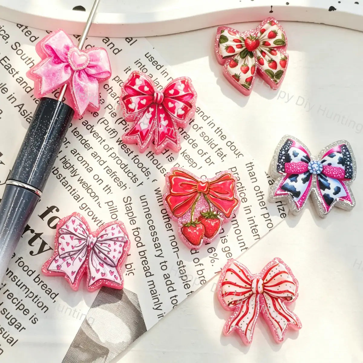 Bow‑shaped Acrylic Focal Beads for DIY Beadable Pens & Jewelry