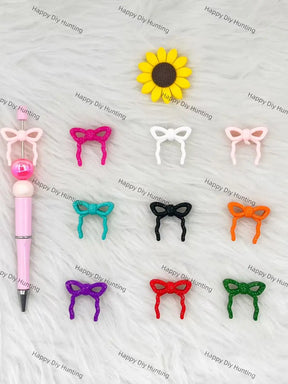 Handmade Beadable Pen with Bowknot Silicone Focal Beads