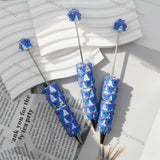 bright blue‑pink playful alien creature print beadable pens for diy silicone focal bead craft wholesale