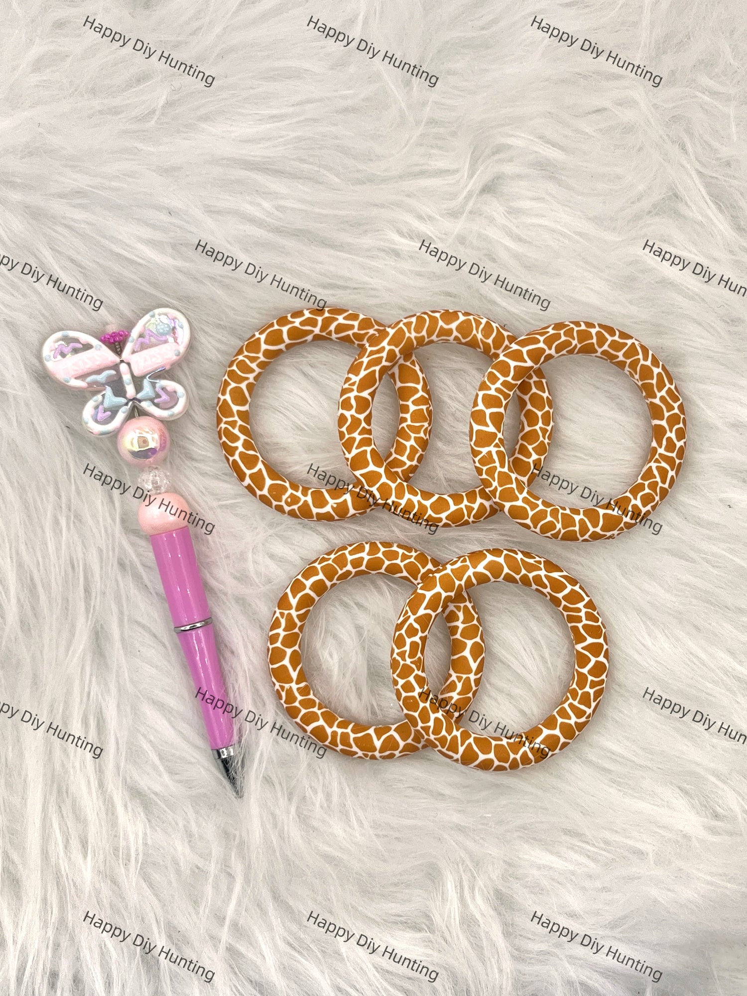 Brown Beadable Silicone Ring Car Hanger Charm Loop