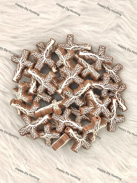 Brown Cross Pattern Silicone Focal Beads for DIY Pen Making