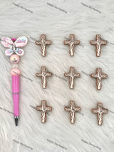 Brown Cross Silicone Focal Beads Wholesale, silicone focal beads for pens