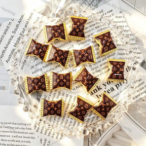 brown vintage monogram waist shape acrylic beads with gold trim for diy beadable pen craft wholesale