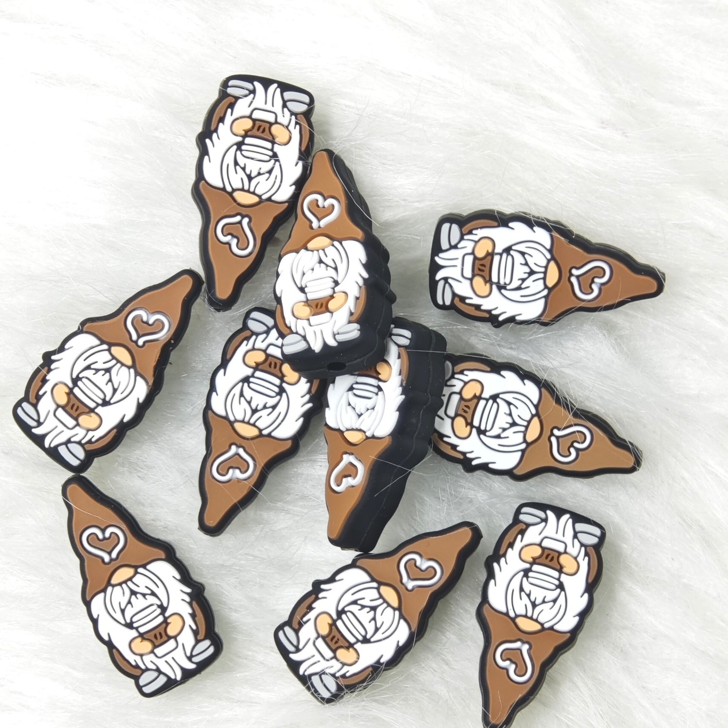 Brown gnome holding the Coffee Silicone Focal Beads