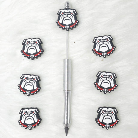 Bulldog football team silicone focal beads for beadable pens