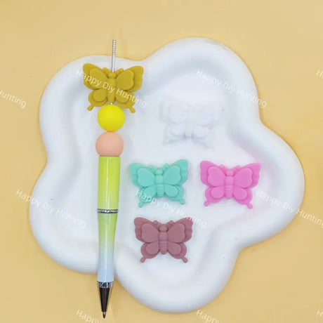 Multi-color butterfly silicone focal beads for custom beaded pen making