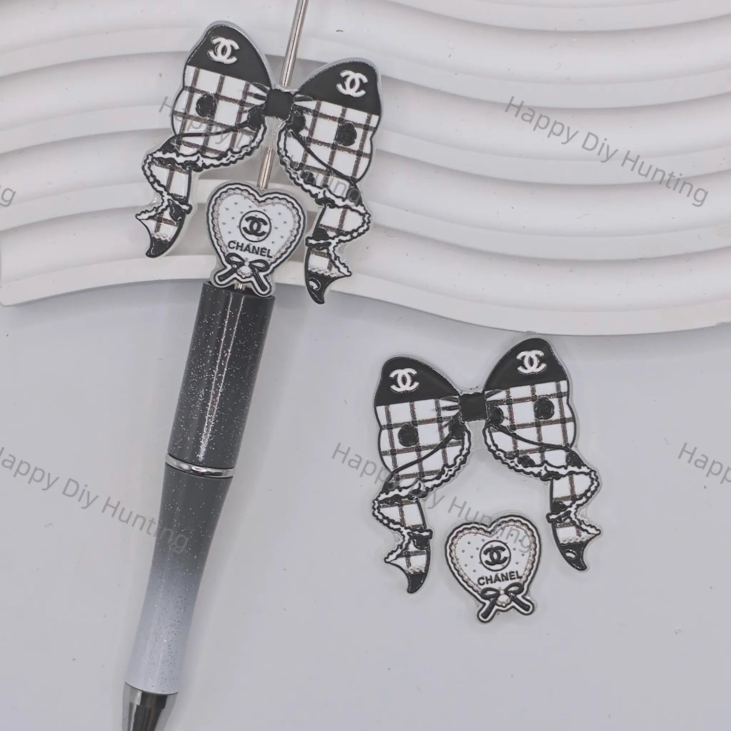 CHANEL Bow Printed Acrylic Beads for DIY Beadable Pens & Jewelry