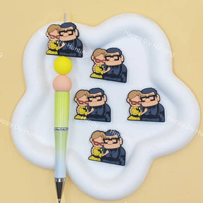 Cartoon Elderly Couple Silicone Focal Beads For DIY Beadable Pens
