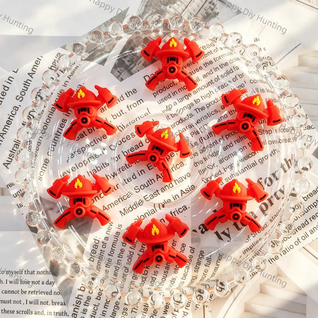 cute cartoon firefighter helmet silicone focal beads for diy beadable pen craft wholesale