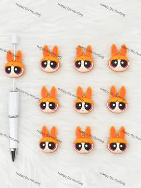 Handmade Beadable Pen with 3D Pink Hero Girl Silicone Beads