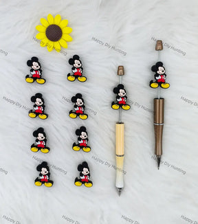 Handmade Beadable Pen with Cute Cartoon Mouse Silicone Focal Beads