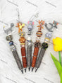 Classic Cat & Mouse Pen Topper Mounted on Complete Beadable Pen for Handmade Craft Showcase