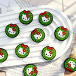 cartoon white cat christmas wreath silicone focal beads with red bow for diy beadable pen handmade holiday craft wholesale