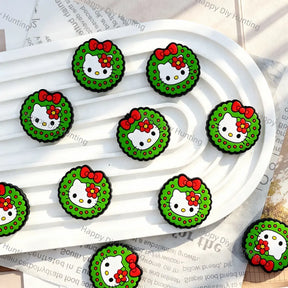 cartoon white cat christmas wreath silicone focal beads with red bow for diy beadable pen handmade holiday craft wholesale