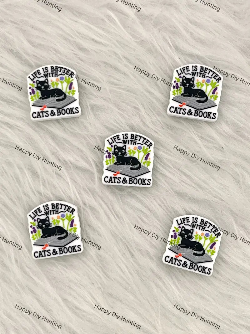 Cat & Book Quote Silicone Focal Beads for DIY Beadable Pen Making