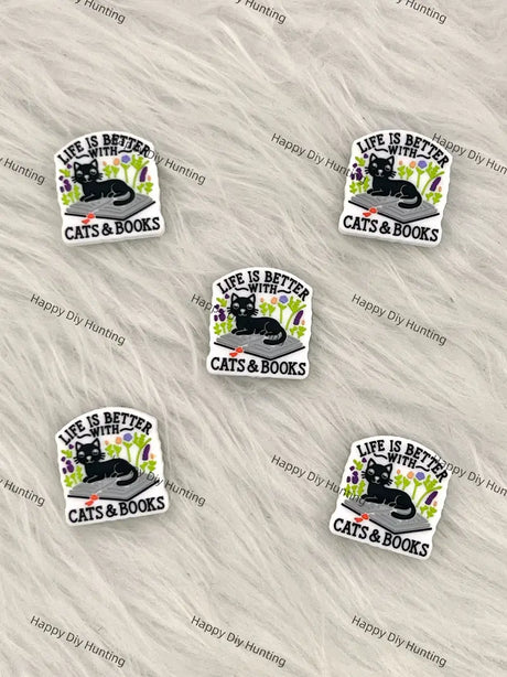 Cat & Book Quote Silicone Focal Beads for DIY Beadable Pen Making