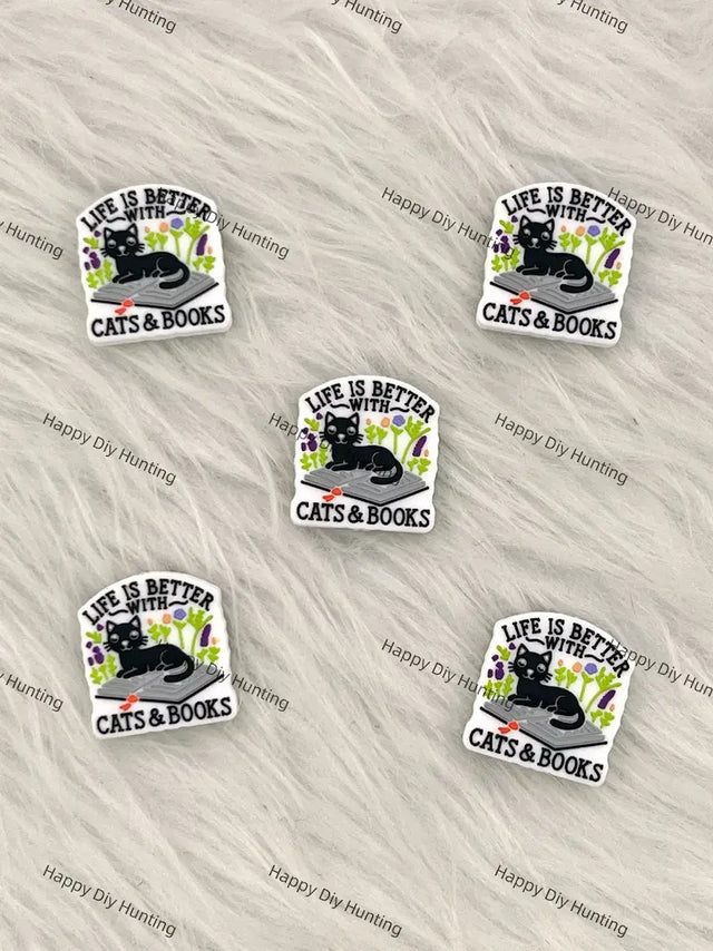 Cat & Book Quote Silicone Focal Beads for DIY Beadable Pen Making