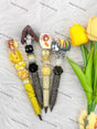 Classic Cat & Mouse Pen Topper Mounted on Complete Beadable Pen for Handmade Craft Showcase