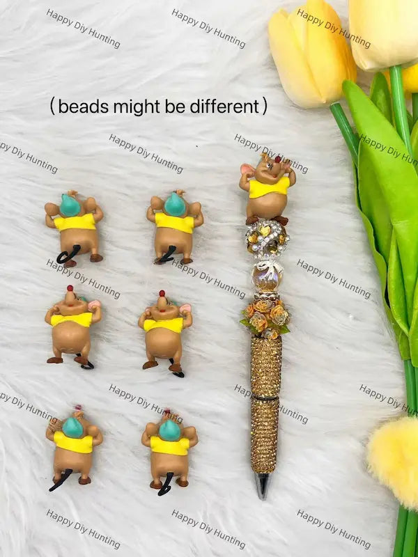 DIY Matching Combination of Chibi Tiny Mouse Pen Topper & Handmade Bead Accessories