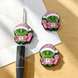 Christmas Green Cartoon Girl Pink Outfit Flat Silicone Focal Beads For DIY Beadable Pens