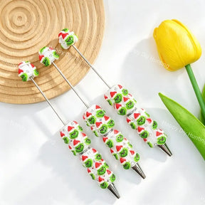 Christmas Green Character Grinch Acrylic Beaded Pens