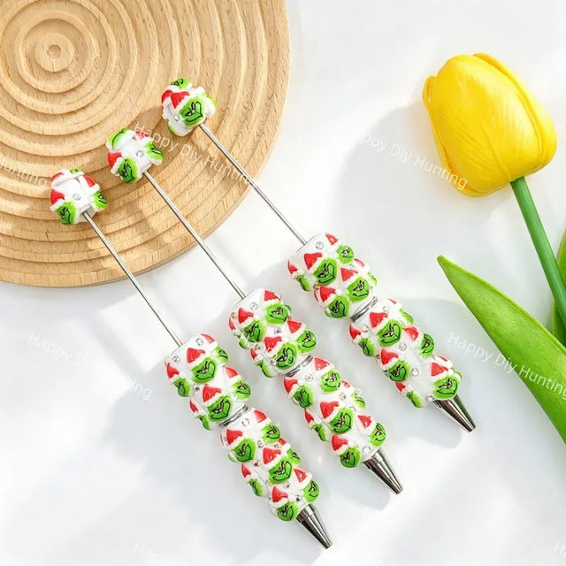 Christmas Green Character Grinch Acrylic Beaded Pens