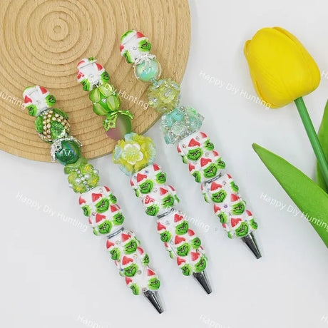 Christmas Green Character Grinch Acrylic Beaded Pens